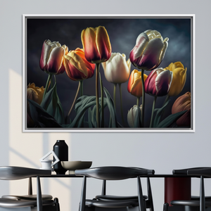 Dramatic Light Floral <b>Canvas</b> Print - Elegant Spring Home Decor,WHITE <b>FRAMED</b> <b>CANVAS</b> - Product Image 3