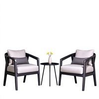Fauteuil d'extérieur moderne en aluminium avec cadre en corde tressée, imperméable, avec coussin en mousse à séchage rapide pour salon et parc
