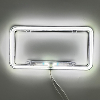 Cadre de plaque d'immatriculation en acrylique transparent avec éclairage LED 12V, étanche, support de plaque d'immatriculation de voiture, cadre de plaque d'immatriculation automobile avec lumière LED