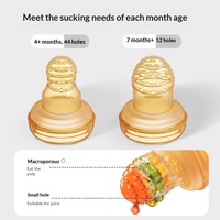 Sac à mâcher pour bébé, complément alimentaire aux fruits, bâtonnet de dentition, sac en maille entièrement en silicone, sucette apaisante, modèle à bouton poussoir, motif solide 6802