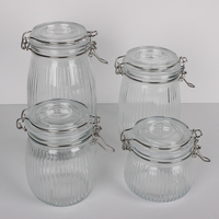 Grand pot de conservation en verre de 1500 ml avec couvercle hermétique à pince, récipient alimentaire de cuisine pour cornichons, couvercle à rabat, 750 ml, 1000 ml, 500 ml