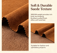 Tissu en suède tissé 100 % polyester en stock, 380 GSM, largeur 150 cm, tissu brossé effet suède pour vêtements, textiles de maison, chaussures/ameublement