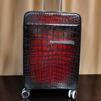 Valise en cuir véritable exotique, cuir de crocodile patiné authentique, valise en cuir de luxe, valise en cuir de crocodile véritable