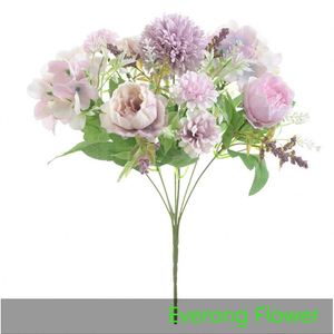 Everong 7 peonías coloridas, flores artificiales, guía <span class=keywords><strong>de</strong></span> boda, decoración floral personalizada interior del hogar - Product Image 3