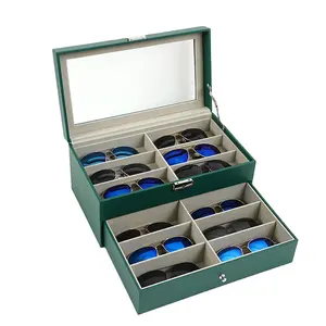 Cajón de almacenamiento de gafas de doble capa de 12 celdas
