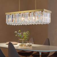 Lustre de décoration d'île de restaurant européen Lumière rectangulaire en cristal translucide Lumière de luxe Armoire à vin Lumière