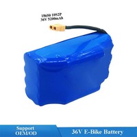OEM ODM 36V 4400mAh 5200mAh 10S2P 18650 Paket Baterai Lithium Isi Ulang untuk Skuter Listrik dengan BMS