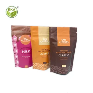 Borsa personalizzata riutilizzabile con chiusura a Zip Eco Friendly in polvere confezione di cioccolato in polvere sacchetti in piedi