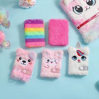 Cahier de notes en peluche mignon pour filles Kawaii pendentif fourrure chats cahier planificateur quotidien Journal livre bloc-notes papeterie