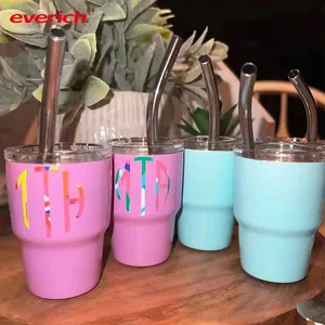 Tumbler Mini 2oz 3oz gelas minum sublimasi dengan tutup logam tumbler dengan tutup sedotan AS diskon besar miniatur gelas minum pendek