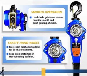 ห่วงโซ่บล็อก1650LBS อัลลอยด์แบบพกพาขนาด6มม. 10FT ใหม่รอก2ตะขอสำหรับการก่อสร้างแบบเปิดโล่ง - Product Image 5