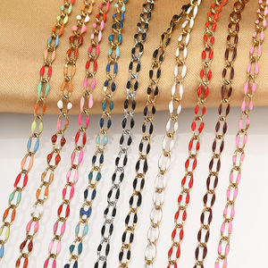 Stainless Steel PVD 18k Gold Plated Oval Shape Double-sides Enamel Chain Findings for <strong>Jewelry</strong> Making Accessory <strong>Supplies</strong> - Product Image 4