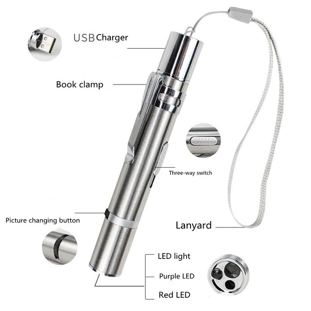 7-in-1 Multi-Pattern Red Laser Pointer with UV Light & LED Flashlight 12cm 1mW Power for Dogs & Cats