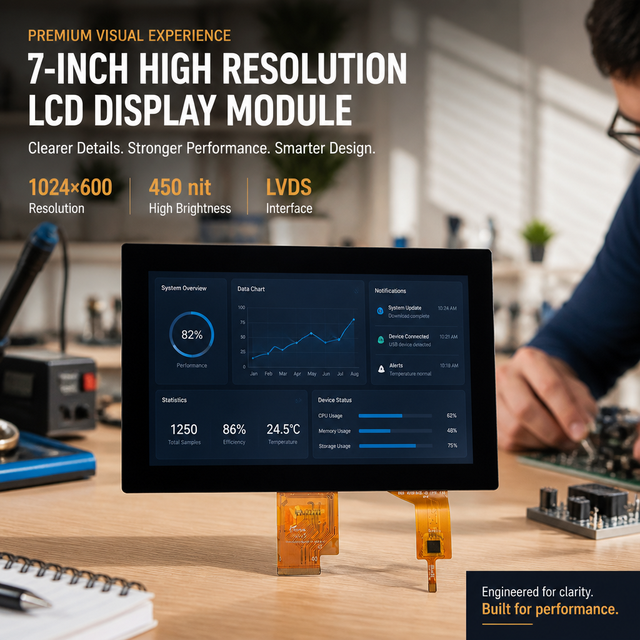 LXDislay OEM IPS 1024*600 7.0 Inch TFT LCD Screen with LVDS Interface 450nits High Contrast LCD Display Capacitive Touch Screens