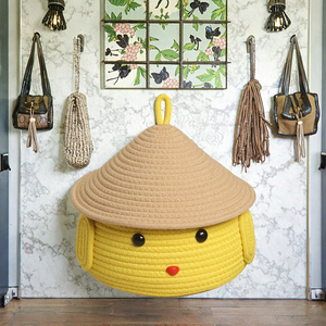 Cesta de Almacenamiento de Escritorio con Diseño de Pollo Amarillo de Dibujos Animados, Cesta de Almacenamiento para el Hogar con Cuerda de Algodón, Cesta Organizadora - Product Image 3