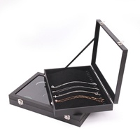 Boîte de présentation de bijoux en velours noir, 14 styles, avec fenêtre transparente rectangulaire et fermeture à boucle, personnalisable pour bagues de la Saint-Valentin