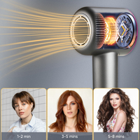 Sèche-cheveux ionique professionnel 1500W 110000 tr/min Moteur sans balais haute vitesse Ions négatifs Électrique Faible bruit Usage domestique et commercial