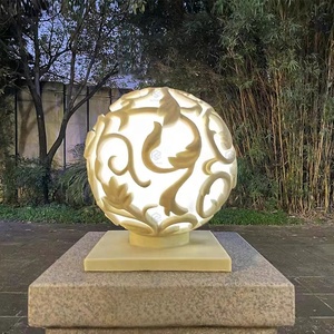 Châu Âu Cổ Điển Vòng Bóng Hình Dạng Cát Đá Đèn Lồng Ngoài Trời Trang Trí Năng Lượng Mặt Trời Trụ Cột Ánh Sáng Đèn Điêu Khắc - Product Image 2