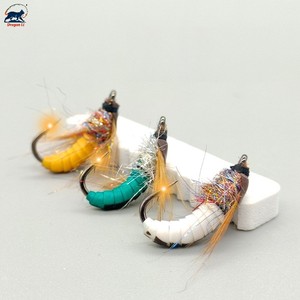 Lot de 3 mouches de pêche à la <span class=keywords><strong>mouche</strong></span> en silicone segmentées, styles Nymph Czech, Caddis Pupa et Scud, pour la pêche en eau douce en ruisseau - Product Image 4