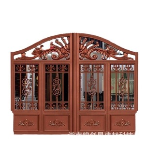 Portail battant européen en aluminium, commande manuelle, revêtement poudré, conception durable pour la sécurité domestique - Product Image 1