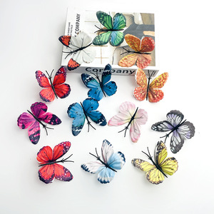 Fleurs artificielles papillon en tissu coloré, diamètre 7.5cm, matériaux pour épingles à cheveux, accessoires de photographie de mariage, décoration de la maison - Product Image 2