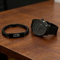 Coffret cadeau arabe SABR, bracelet de montre en nylon, montres à quartz rondes étanches pour hommes, bracelet pour les musulmans, les croyants musulmans, la prière