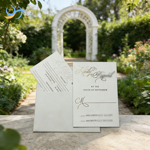 Cartes RSVP de luxe gaufrées à l'or avec enveloppes, cartes de réponse personnalisées pour suite d'invitations de mariage, de douche nuptiale et d'événements - Product Image 5