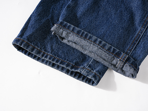 男性用ライトブルーストレッチスキニージーンズハイダイヤモンドプリントフライフライストライプスタックされたフレアデザインストリートウォッシュ - Product Image 4