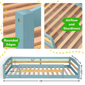 JQ Cama Solteiro Casal Nena Armacao Individual Infantil 5 Barones <strong>Camas</strong> 8 Anos Cama Empalmada <strong>De</strong> Madera Para Ninos - Product Image 2