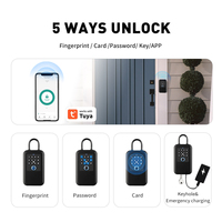 Caja de Seguridad para Llaves Inteligente, Portátil, Impermeable, Montada en la Pared, con Bloqueo de Huella Digital, Botón Físico, Código Digital y Control por Aplicación Tuya