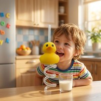 Pailles en plastique en forme de canard, décoratives pour fêtes, accessoires pour gobelets de bar