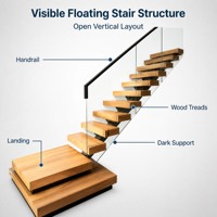 Solution d'escalier intérieur sur mesure, structure modulaire pour villa et appartement