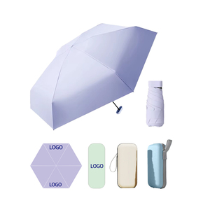 Ombrello Mini da Viaggio Personalizzato OEM ODM Anti-UV Impermeabile Compatto Leggero Manuale Pieghevole con Custodia - Product Image 1