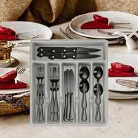 Promotion Luxe Maison 48 Pièces Ensemble de Couverts Modernes en Acier Inoxydable Poli Miroir avec Organisateur de Couverts pour Cuisine