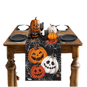 Pour transfrontalière Halloween citrouille fantôme tissé résistant à l'huile Polyester/coton chemin de Table maison fête décoration cuisine araignée - Product Image 1