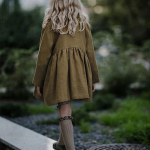 Automne hiver mignon élégant <span class=keywords><strong>petite</strong></span> fille robes à manches longues solide col claudine robes décontractées 6 ans fille bébé volants court - Product Image 5