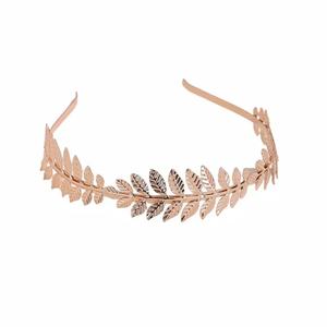 إكسسوارات شعر بسيطة للعرائس بالجملة من Q&Y، عصابة رأس على شكل ورقة الغار اليونانية الرومانية، تاج معدني ذهبي على شكل ورقة شجر لحفلات الزفاف - Product Image 4