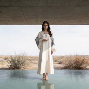 Abaya de luxe en polyester imprimé de haute qualité, élégante et personnalisée pour les femmes musulmanes, pour les occasions de soirée - Product Image 3