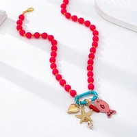 Collar de Verano con Colgante de Resina Hecho a Mano, con Cuentas en Forma de Pez, Estrella de Mar y Corazón, Estilo Moderno