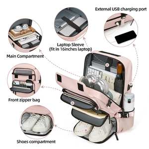Sacs de voyage convertibles grande capacité 56L, compartiment <span class=keywords><strong>à</strong></span> chaussures indépendant, pochette pour ordinateur portable, charge USB, <span class=keywords><strong>sac</strong></span> <span class=keywords><strong>à</strong></span> <span class=keywords><strong>dos</strong></span> d'extérieur pour femmes - Product Image 2