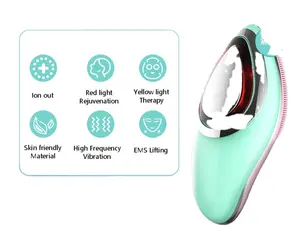 Ultrasonic Sonic Esfoliadores Elétricos Silicone Escova de Limpeza LED & EMS Vibrating Face Cleanser Escova À Prova D 'Água