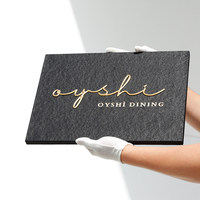 Plaque de porte personnalisée en ardoise noire, lettres en métal doré 3D, plaque murale, logo d'entreprise pour restaurant, salon
