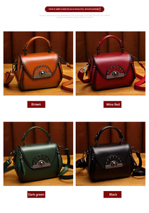 Sac à bandoulière en cuir véritable pour femme, petit sac vintage tendance, sac à main <span class=keywords><strong>bordeaux</strong></span> à rabat en cuir - Product Image 4