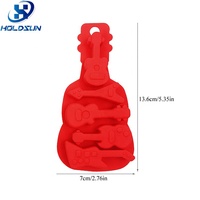 Individuelle Farbige Hitzebeständige Lebensmittelsichere Kuchendekoration 5-Gitter Coole 3D Silikon-Gitarren-Schokoladenformen für Kerzenherstellung