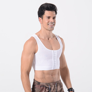 Gilet da uomo traspirante in maglia modellante per il corpo con chiusura a bottone con cerniera per reggiseno con supporto per la schiena a compressione a tre petto da uomo - Product Image 6