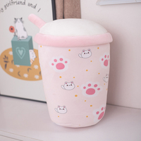 Coussin en peluche amusant et sain en forme de tasse de smoothie aux baies de goji avec 6 mini baies de goji à l'intérieur, amusant pour jouer et câliner