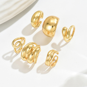 2026 Ensemble de bagues en alliage pour femme, plaqué or, géométriques, de luxe léger et audacieux, design de niche personnalisé, bijoux de mode - Product Image 6