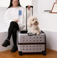 Caisse de transport rigide à roulettes pour animaux de compagnie, avec fermeture éclair, pour chiens et chats, transport aérien, accessoires pour animaux de compagnie