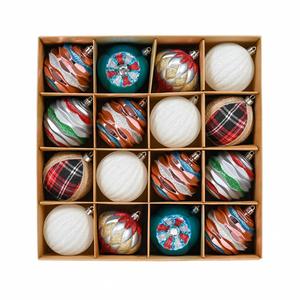 Christmas Festival Decorations 8CM Painted 3 Colors Textured <b>Plastic</b> Round Hanging <b>Baubles</b> - Product Image 1