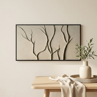 Peinture murale moderne en relief 3D sur toile, style Wabi Sabi, texture organique, branche texturée, peinture artisanale pour salon, canapé